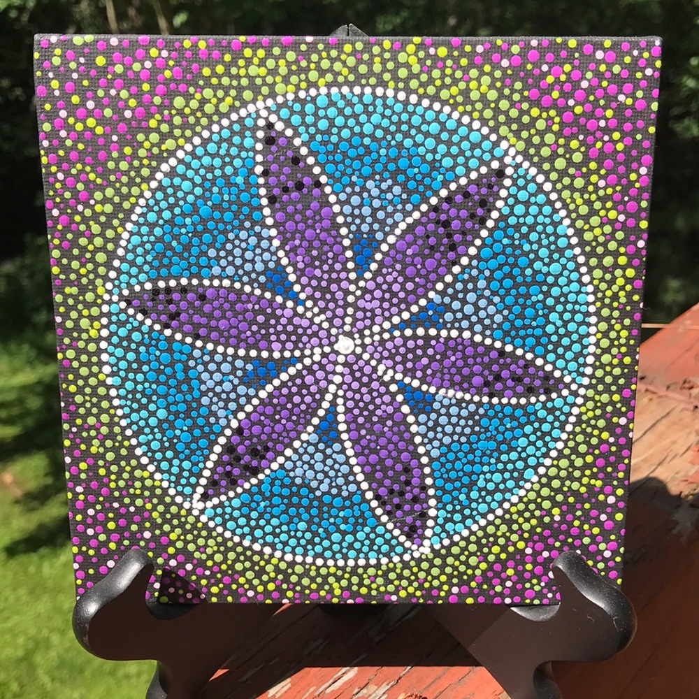 Original Art 6 x 6 Dotism Abstract Mandala -Signed - Picture 3 of 7